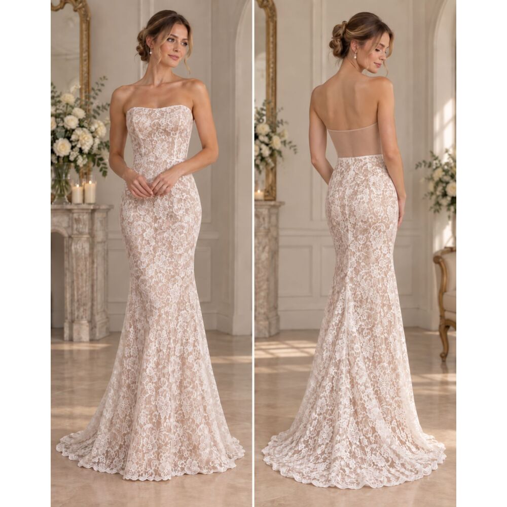 Lulus Neska Maxi Dress White & Beige Lace Size XL NWOT